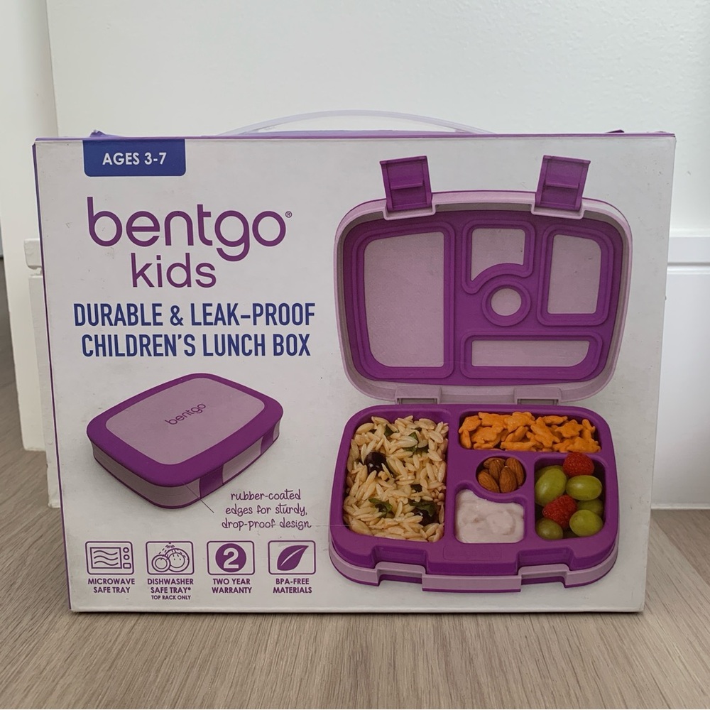 New Bentgo Kids Lunch Box 5 Compartments Leak Proof Bento Style Purple